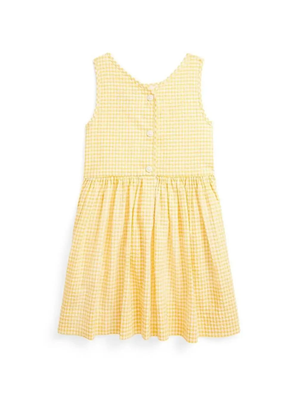 $75 Polo Ralph Lauren Kids Gingham Cotton Seersucker Dress Yellow 5